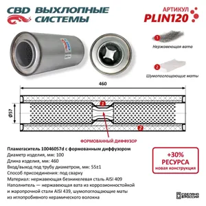 CBD PLIN120 Пламегаситель 10046057d с перфорированным диффузором из Нерж.стали. CBD.
