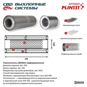 CBD PLIN131 Пламегаситель 10025052 перфорированный внутр. узел из Нерж.стали. CBD.