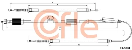 COFLE 92115841 Трос ручного тормоза заднийэлектр. торм. Opel Astra all 10>