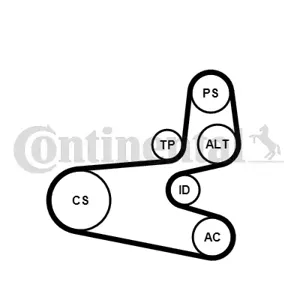 CONTINENTAL 6PK1560K1 КОМПЛЕКТ РЕМНЯ ПРИВОДНОГО С РОЛИКАМИ PEUGEOT,CITROEN 1,4-1,6 16V (CONTITECH) 6PK1560K1
