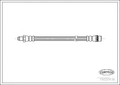 CORTECO 19020436 Шланг тормозной перед. Renault Logan Sandero 1.4-1.61.5DCi 04>