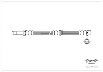 CORTECO 19032136 Шланг тормозной задний (502mm)