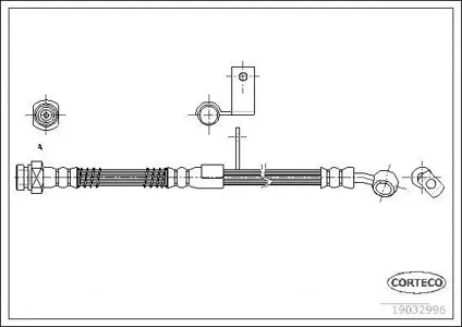 CORTECO 19032996 Шланг тормозной Hyundai Accent 99-05 перед. прав. (490мм)