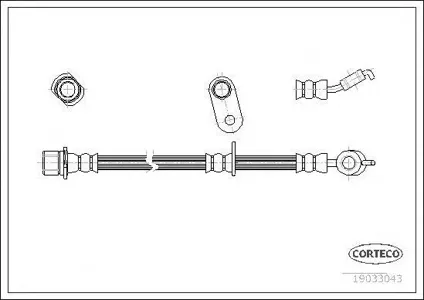 CORTECO 19033043 Шланг тормозной Subaru Impreza 00- перед. прав. (480мм)