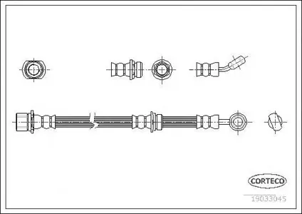 CORTECO 19033045 Шланг тормозной Subaru Impreza 00- задн. прав. (515мм)