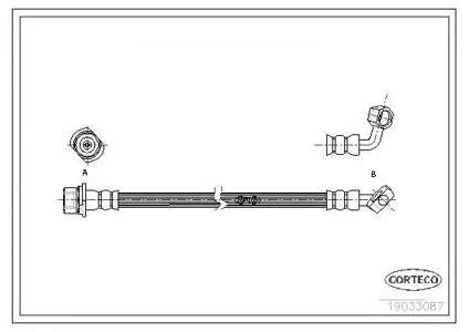 CORTECO 19033087 Шланг тормозной задн. правыйL=254 Toyota Land Cruiser 2.43.44.04.5i4.22.43.0TD 84>