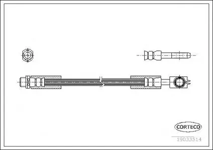 CORTECO 19033514 Шланг тормозной задний (384mm)