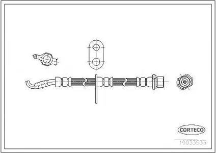 CORTECO 19033533 Шланг тормозной Lexus RX 03-08 задн. прав. (480мм)