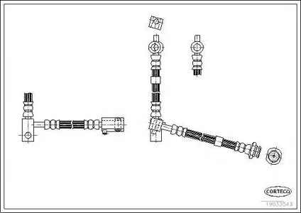 CORTECO 19033543 Шланг тормозной перед. правый L=610 Nissan Micra (K12) 1.0-1.6 03>