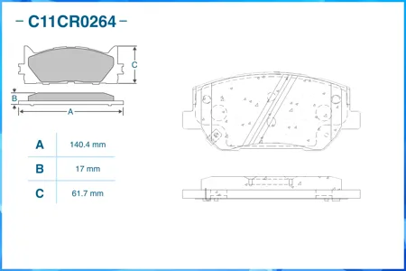 CWORKS C11CR0264 Колодки торм. Hyundai I30 (PDE PD PDEN) 072017 - по н.в. перед.