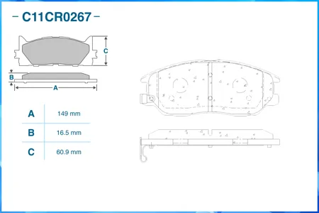 CWORKS C11CR0267 Колодки торм. Hyundai Terracan (HP) 2003 - 2006 2.9 CRDi 4WD 163 л.с. Дизель перед.