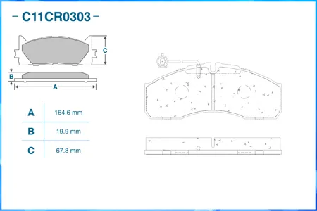 CWORKS C11CR0303 Колодки торм. Iveco Daily III C БОРТОВОЙ ПЛАТФОРМОЙХОДОВАЯ ЧАСТЬ 092004 - по н.в. перед.