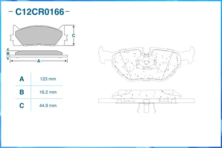 CWORKS C12CR0166 Колодки торм.задние BMW Serie 3 90-03, Serie 5 89-97, Serie 7 86-94, Serie M 92-00, Z3 95-03, Z4