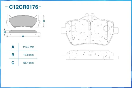 CWORKS C12CR0176 Колодки тормозные MERCEDES-BENZ S-CLASS (W222/ V222/ X222) 05/2013 - 05/2017 задн.