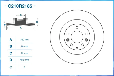 CWORKS C210R2185 Диск тормозной Ford USA EDGE (U387) 012010 - по н.в. перед.