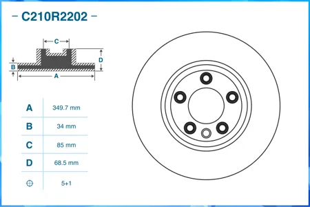 CWORKS C210R2202 Диск тормозной Audi Q7 (4LB) 032006 - 052008 перед.