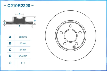 CWORKS C210R2220 Диск тормозной Mercedes C-CLASS (W204) 042010 - по н.в. перед.