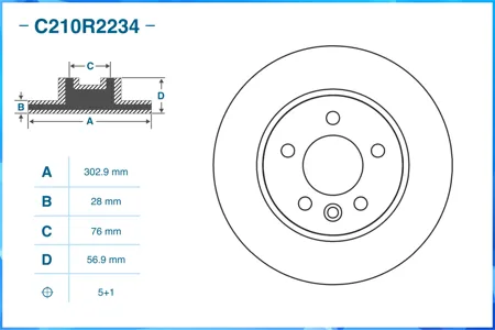 CWORKS C210R2234 Диск тормозной VW Amarok (2HA 2HB S1B S6B S7A S7B) 052018 - по н.в. перед.
