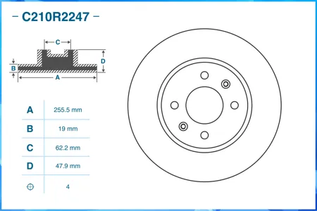 CWORKS C210R2247 Диск торм.перед.