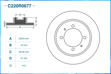 CWORKS C220R0677 Диск тормозной Mitsubishi Carisma (DA) 121998 - по н.в. задн.