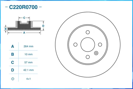 CWORKS C220R0700 Диск тормозной Opel Astra H TWINTOP (A04) 122006 - 102010 задн.