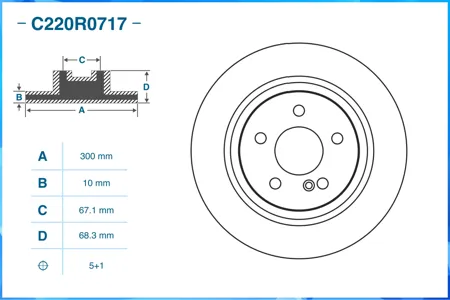 CWORKS C220R0717 Диск тормозной Mercedes CLS (C218) 042011 - 122017 задн.