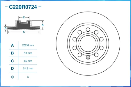 CWORKS C220R0724 Диск торм.задний