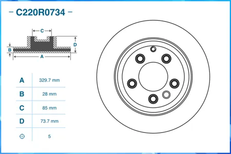 CWORKS C220R0734 Диск торм.задний