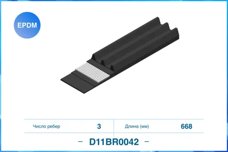 CWORKS D11BR0042 Ремень поликлиновой 3PK668,