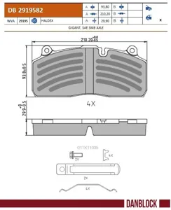 DANBLOCK DB2919582 Колодки торм.
