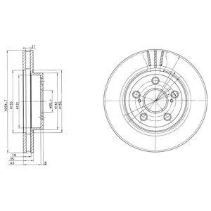 DELPHI BG2880 Диск торм. пер. вент.[255х25] 5 отв.