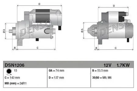 DENSO DSN1206 Стартер 12V 1.7Kw