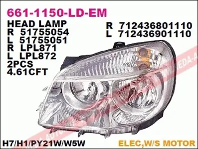 DEPO 6611150LLDEM Фара FIAT DOBLO 05- лев.