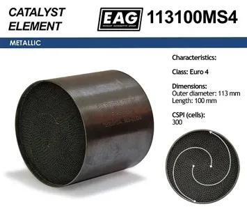 EAG 113100MS4 Каталитический блок металл. 113x100 300cpsi Euro 4