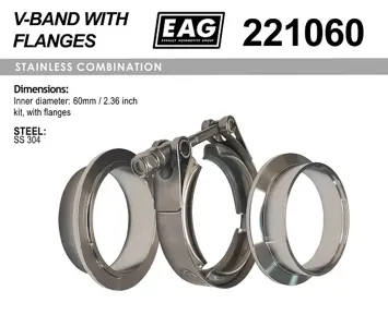 EAG 221060 Хомут глушителя V-Band 60мм2.36 комплект (с фланцами SS304)