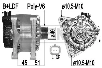 ERA 209438 Генератор Citroen C4 Peugeot 207307 1.41.6