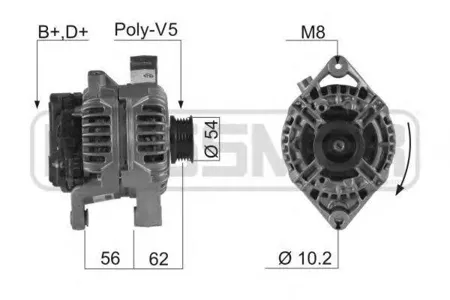 ERA 210227 генератор 12V 100A со шкивом Opel Astra/Vectra/Zafira/Corsa/Meriva 1.4/1.6/1.8/2.0 98>