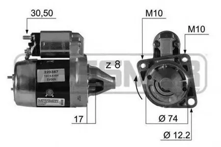 ERA 220387 стартер 1.0Kw восстановленный Mazda 323 96-04, Demio 1.5i 00>, MX-5 1.6-1.9i 98-05