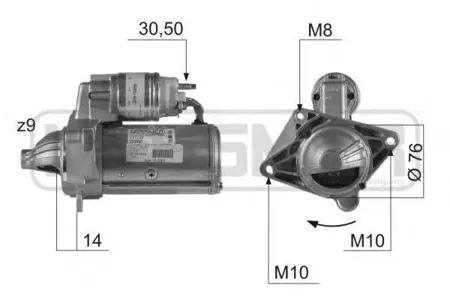 ERA 220453 стартер 2.2кВт 30(M8),50(M5) Renault Espace/Laguna/Koleos/Megane/Master 2.0dCi 05>