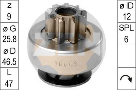ERA ZN10003 Бендикс стартера Chevrolet Opel