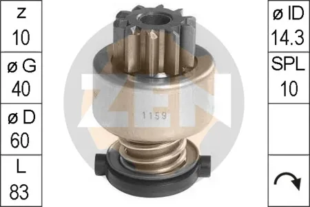ERA ZN1159 Привод с механизмом свободного хода, стартер