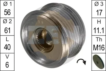 ERA ZN5448 Шкив генератора Audi A3, A4, A6, A6S6, TT Seat Alhambra ,Altea,Exeo,Leon . Toledo Skoda Octavia Superb KR6018