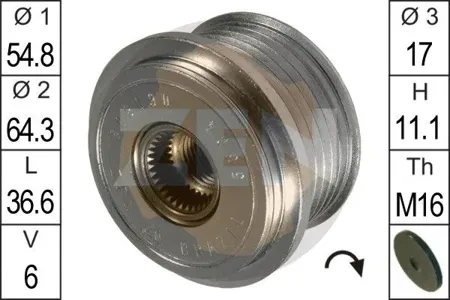 ERA ZN5504 Шкив генератора Ford Mondeo IV 2.0