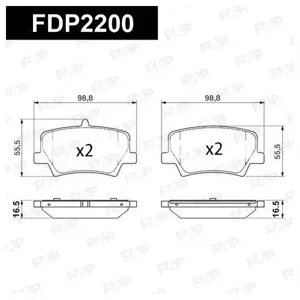 FAP FDP2200 Колодки торм.задние Geely Tugella (FY11) 20-. Geely Monjaro KX11, Volvo XC40 18- [99*48.5*16.6]