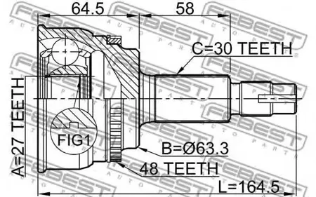 FEBEST 0110060A48 Шрус наружный передний с кольцом ABS