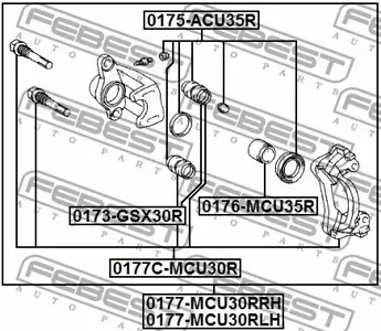 FEBEST 0173GSX30RPCS4 Пыльник втулки направляющей суппорта тормозного заднего pcs 4