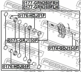 FEBEST 0177GRN280FRH Тормозной суппорт Toyota Land Cruiser Prado 09-GX460 09- пер.прав. (без скобы)