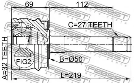 FEBEST 0210R20 Шрус наружный передний