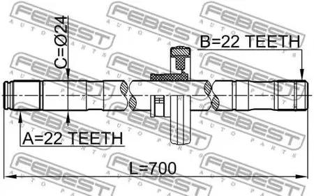 FEBEST 0212B10ATRH Вал приводной, передний правый