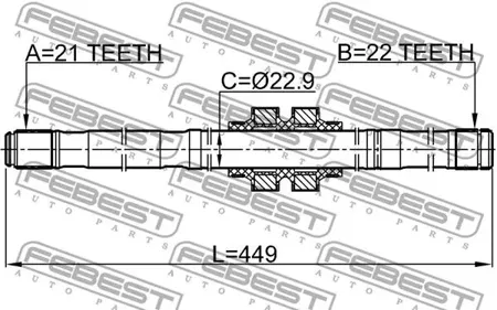 FEBEST 0212E11LH Вал приводной, передний левый